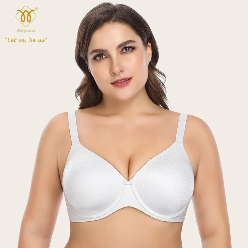 

Wingslove Women’s Minimizer Bra Full Coverage Non-Padded Underwire Seamless Bralette Plus Size C D DD DDD H Cup Underwear