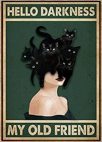 Плакат Hello Dark мой старый друг художественный металлический жестяной плакат