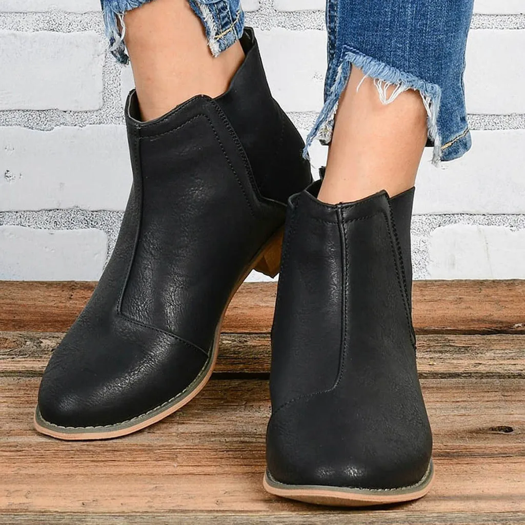 Модная женская обувь Suqare короткие Ботинки на каблуке без шнуровки хит продаж