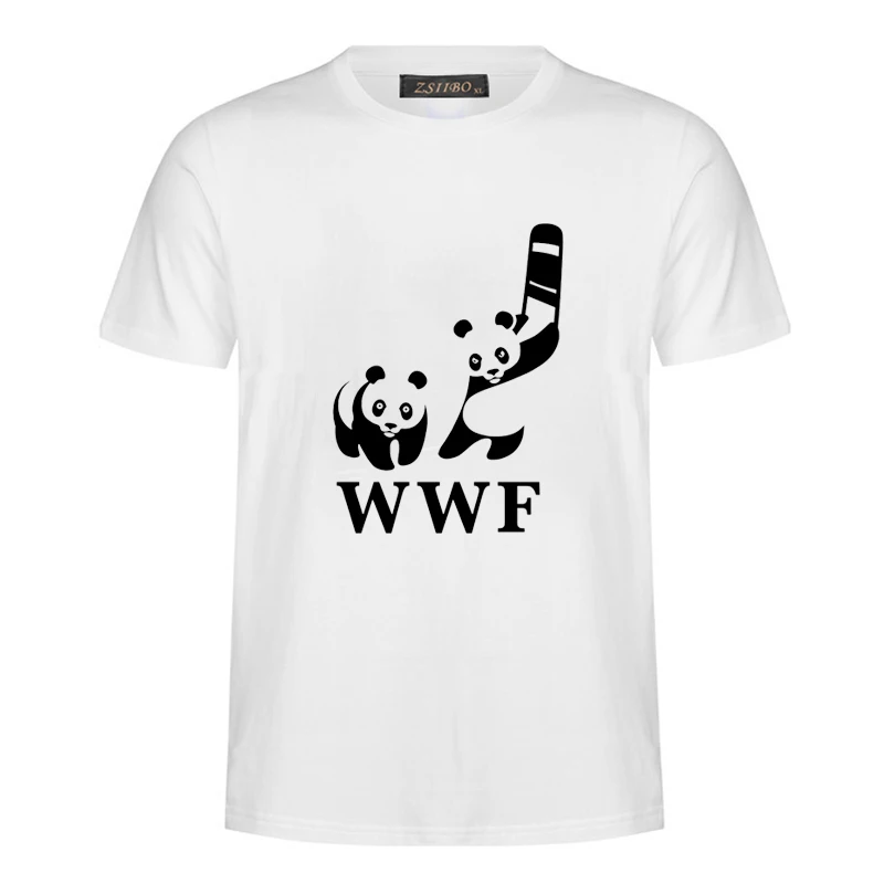 Мультяшная Футболка Harajuku Comedy Panda WWF с принтом Мужская футболка коротким рукавом и