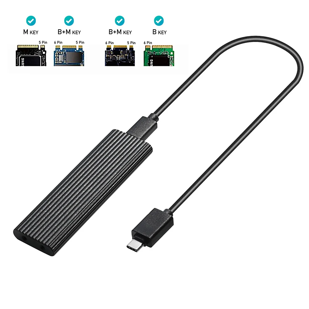 

M.2 NVME SSD to USB 3.1 Case, 10Gbps Dual Protocol M2 NVMe Box, PCIe NGFF SATA M2 NVMe Enclosure Adapter for M.2 SSD