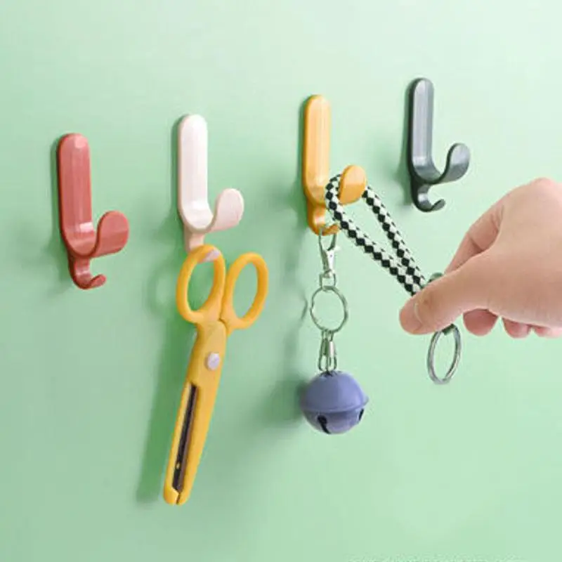 

Wall Mounted Self-adhesive Universal Hook Living Room Key Hook Bathroom Towel Hook Multifunctional Double Hook Count Small Hook