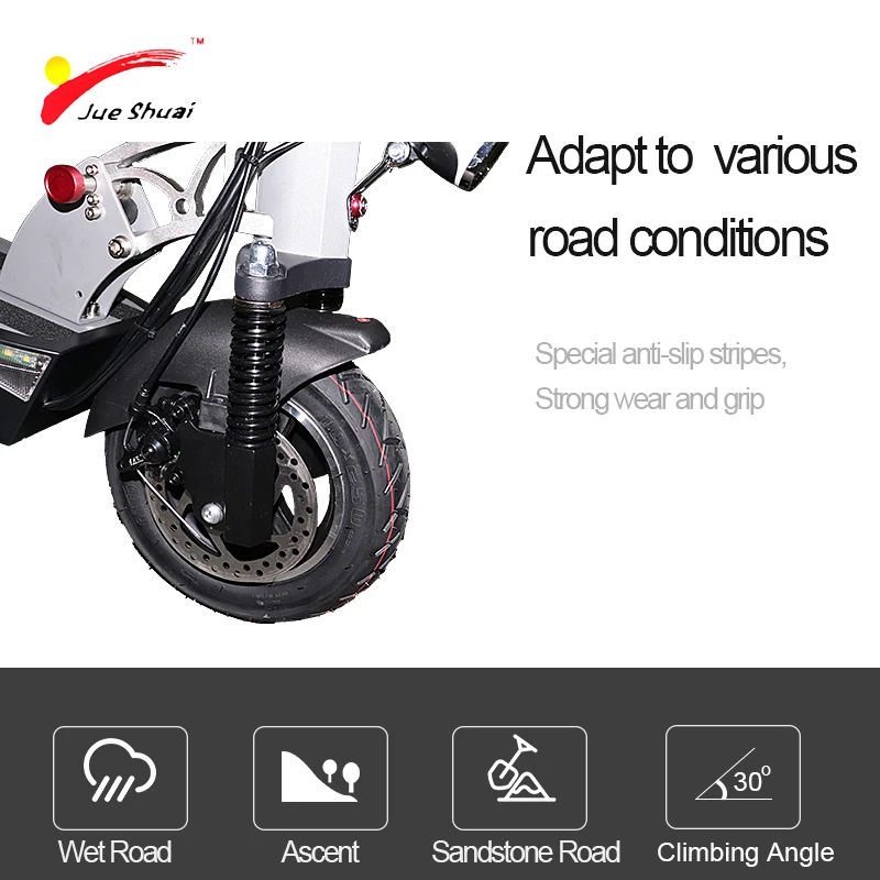 Электрический скутер задний привод 48V 800W с деревянным сиденьем 10 дюймов дорожные