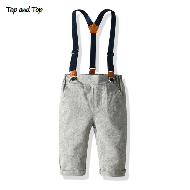 Топ и топ Осень-зима комплект одежды джентльмена для мальчиков хлопковая рубашка