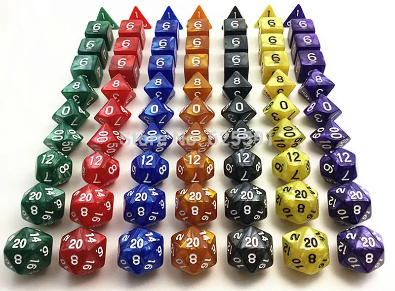 10 шт./компл. с сумкой D4 D6 D8 D10 D % D12 D20 dnd набор костей для ролевых игр перламутровый