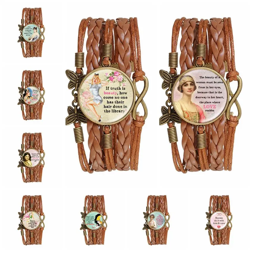 Новое поступление модный Многослойный кожаный браслет в стиле ретро ручная