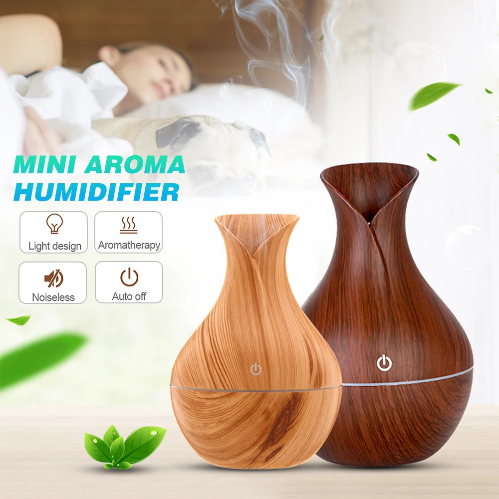 Air Diffuser Wood Ultrasonic 130ml Humidifier Essential Oil Aromatherapy Cool Mist Maker USB Electric Aroma | Автомобили и