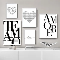 nordic style art love poster black and white canvas painting amore wall pictures for living room modern home decor unframed