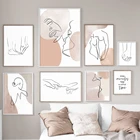 Настенная Картина на холсте Рисование лески влюбленная мальчик девочка Поцелуй тело скандинавские плакаты и принты современные настенные картины для декора гостиной
