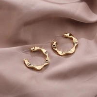 2020 simple gold color c shaped hoop earrings chunky hoops geometrical earrings for women minimalist jewelry accessories