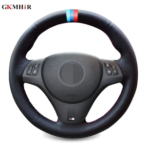 hand stitched black artificial leather car steering wheel cover for bmw m sport m3 e90 e91 e92 e93 e87 e81 e82 e88 x1 e84 free global shipping