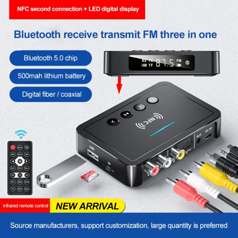 

Bluetooth 5,0 приемник передатчик FM стерео AUX 3,5 мм разъем RCA оптический беспроводной гарнитура для звонков NFC аудио адаптер для ТВ ПК