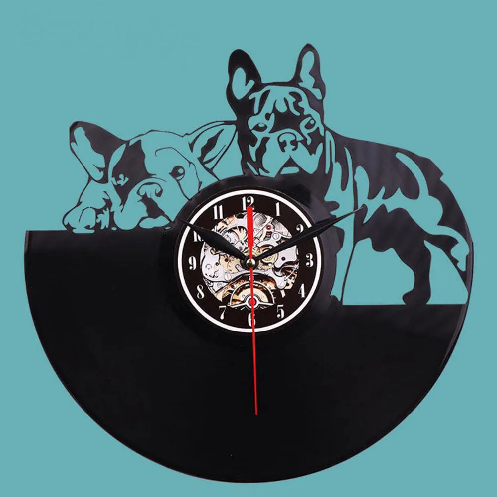 Настенные 3d-часы с рисунком бульдога современный дизайн светодиодсветодиодный