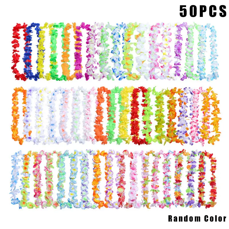 Высокие 50 шт./100 шт. гаваское ожерелье Тропическое Гавайская Ткань цветочный