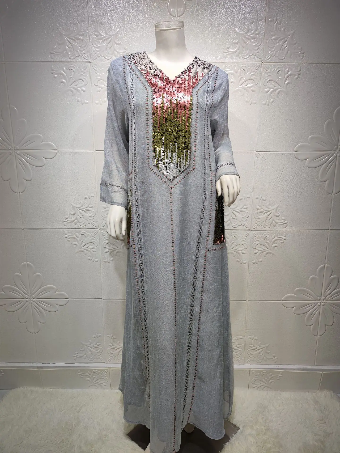 Мусульманское платье Abaya Dubai роскошное высокого класса с вышивкой пайетками