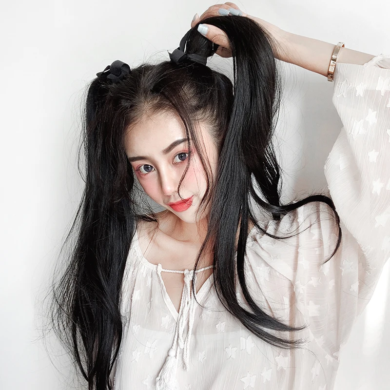 Синтетические конский хвост синтетические когти длинные светлые волосы черный