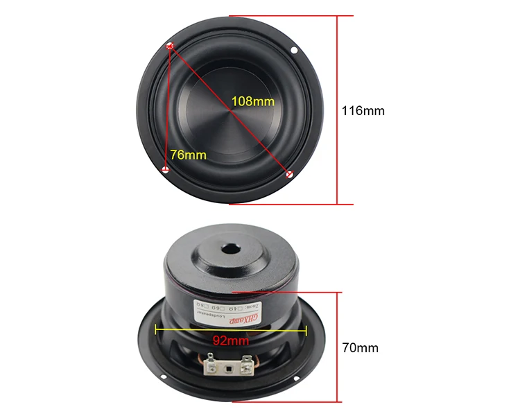 GHXAMP 4 дюймовый динамик вуфера Hifi сабвуфер оксид алюминия диск бас-гудок труба заразительная мощная 40 Вт 67 Гц-3500 Гц