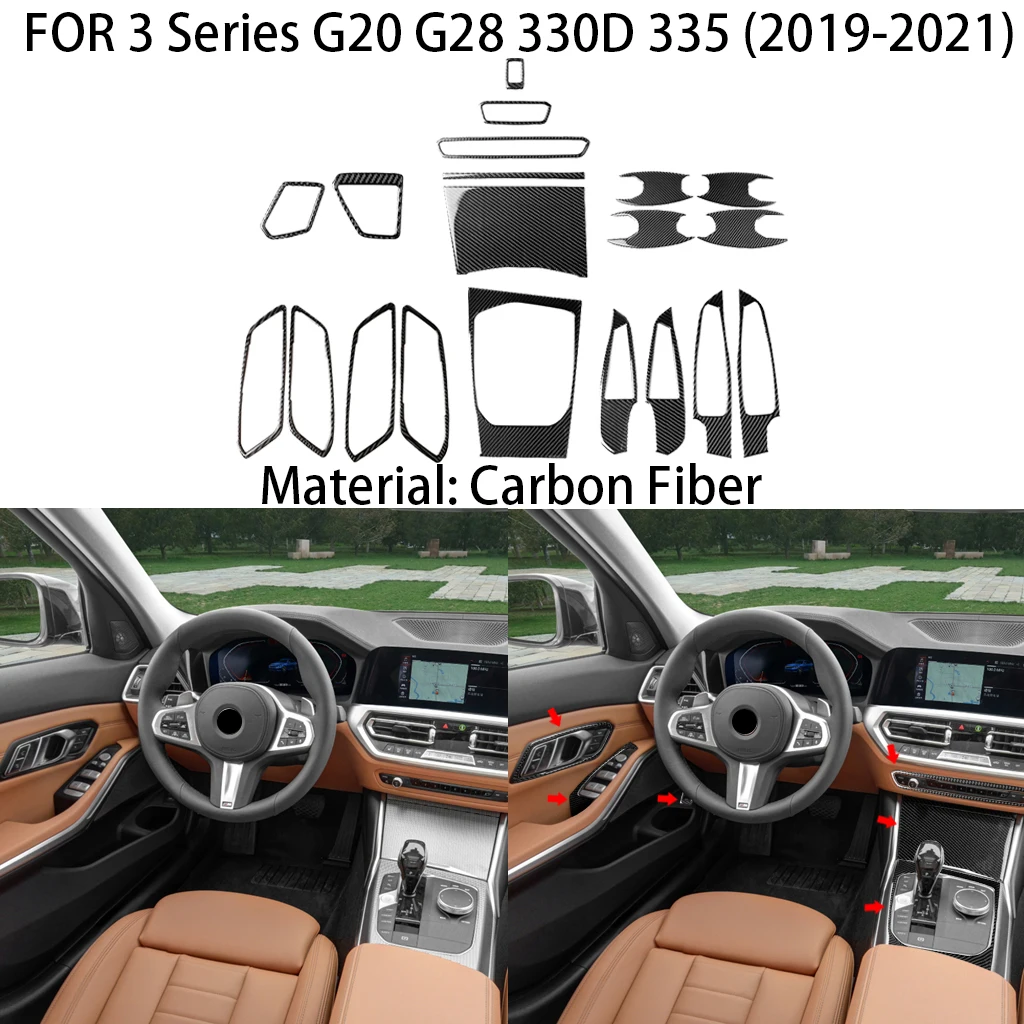 

Carbon fiber car interior decoration set, suitable for BMW 3 Series G20 G28 2019 2020 2021 car stickers;