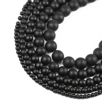 upgfnk natural matte black stone beads round ball loose spacers beads for jewelry making diy bracelets accessories 681012mm