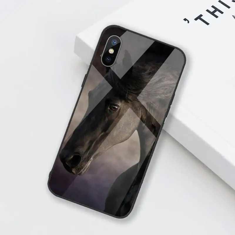 

Fine horse art Phone Case Tempered glass For iphone 6 6S 7 8 plus X XS XR 11 12 mini PRO MAX