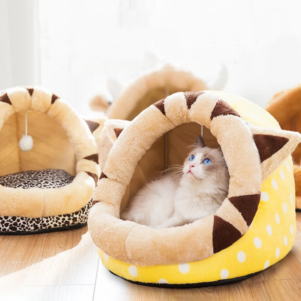 

Милая новинка кошка гнездо мягкий удобный котенок кровать съемный моющийся щенок пещера уникальные кошки спальный коврик бархат теплая кровать для домашних животных