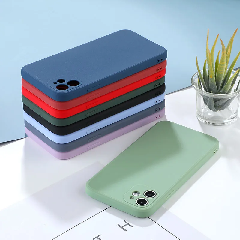 

Straight-sided Edge Case For iPhone 11 Pro Max XS Max XR X 6 6S 7 8 Plus SE2 Soft Silicone Straight Square Cover For iPhone 11