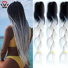 Искусственные волосы для наращивания, косы MANWEI, высокотемпературное волокно, канекалон, Омбре, 24 дюйма, 100 г