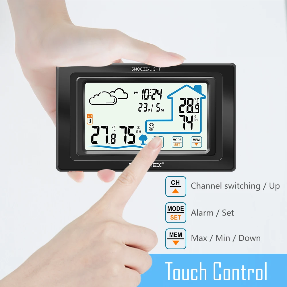 Цифровой беспроводной гигрометр Protmex PT19A метеостанция с сенсорным экраном
