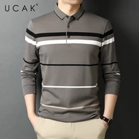 ucak brand classic casual cotton turn down collar striped t shirt men clothes autumn streetwear long sleeve t shirts u5714