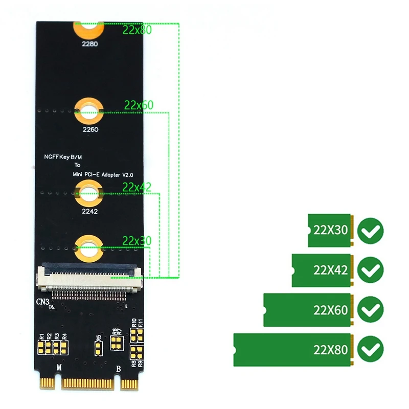Mini PCI-E к M.2 NGFF ключ B/M/B + M адаптер с FFC кабелем для WiFi комбо Bluetooth карты | Компьютеры и
