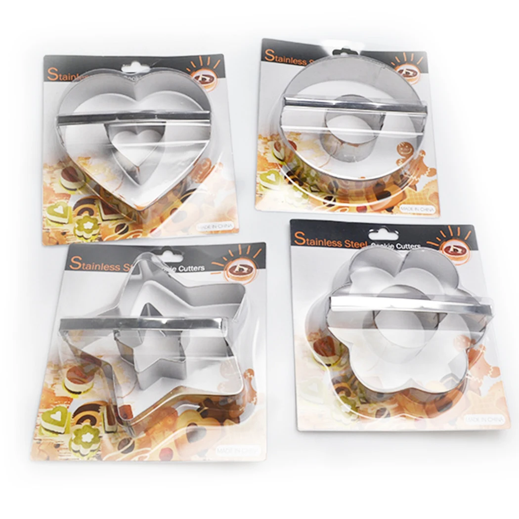 

4pcs Cake Mold Set Creative Stainless Steel Cookie Cutter Cookie Mold DIY Cake Accessories Baking Tools