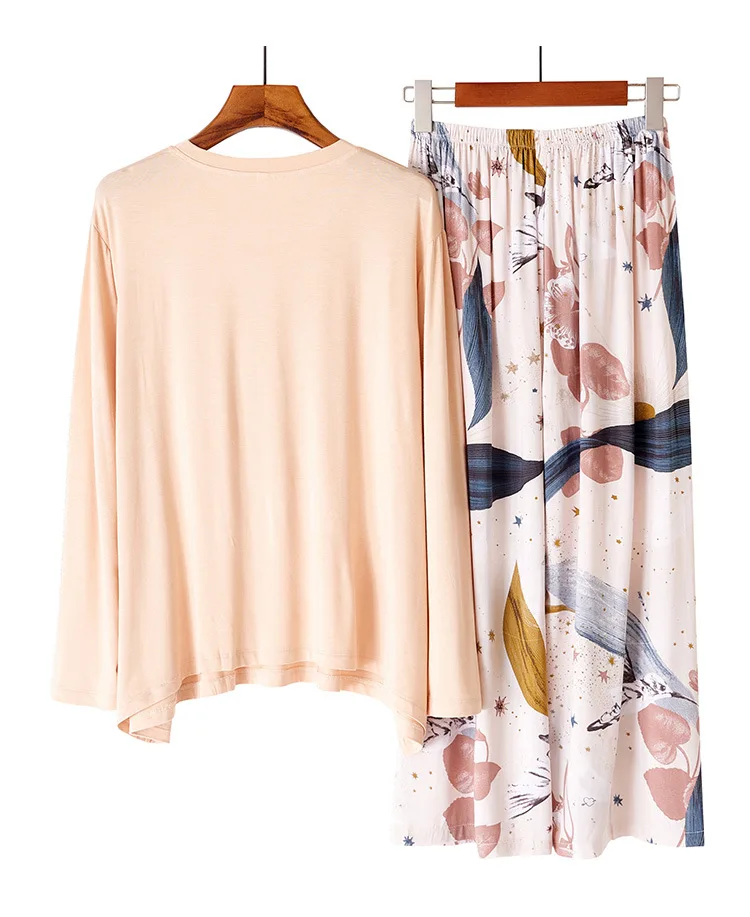 Корейская Модальная хлопковая Шелковая пижама женские японские простые брюки до