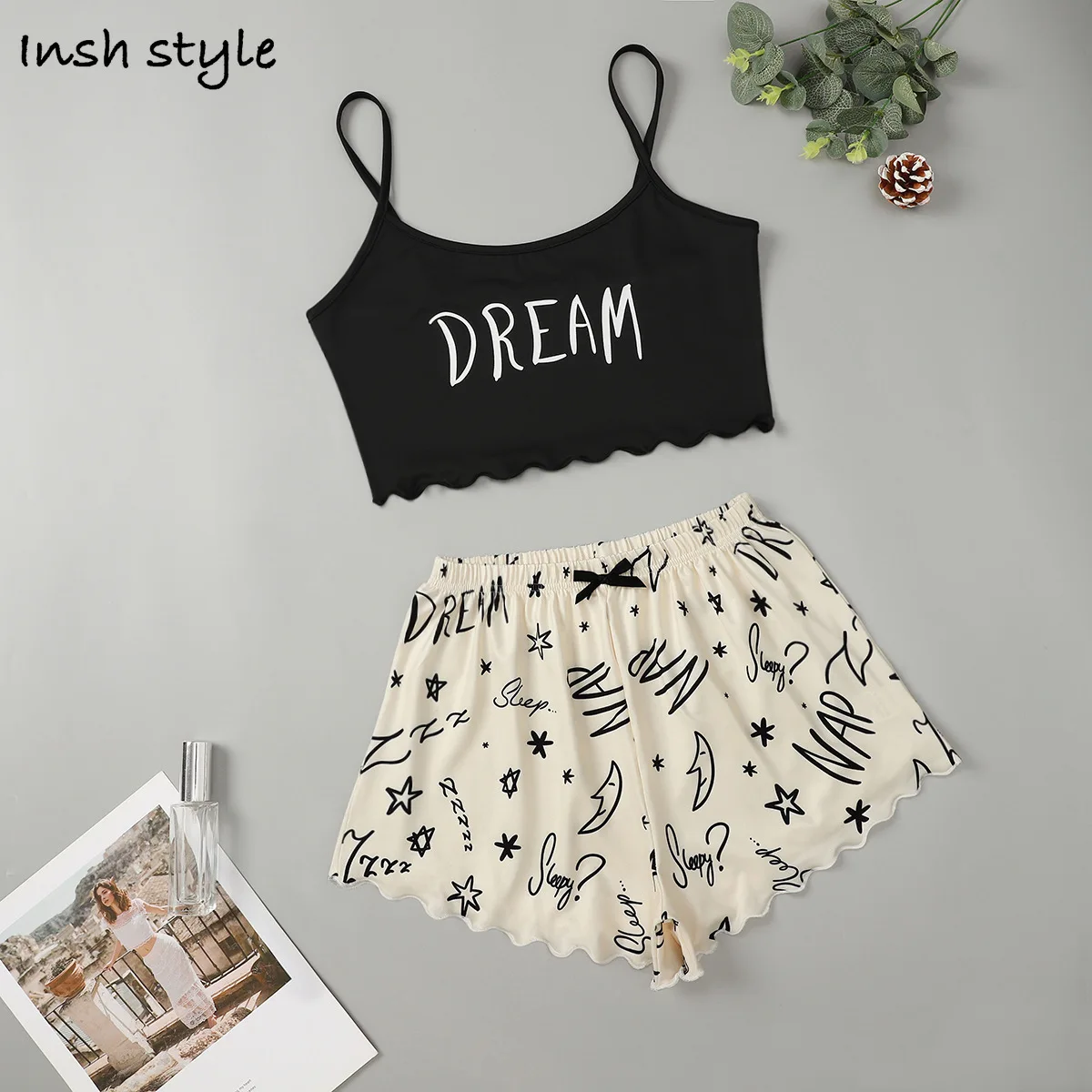 

Camisole Pijamas Set for Women Sexy Pajamas Sleepwear Sleeveless Spaghetti Strap Summer