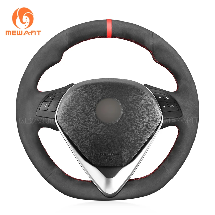 MEWANT Black Suede Car Steering Wheel Cover Wrap for Alfa Romeo Giulietta 2014 2015-2020 2021 MiTo 2016 2017 2018-2019