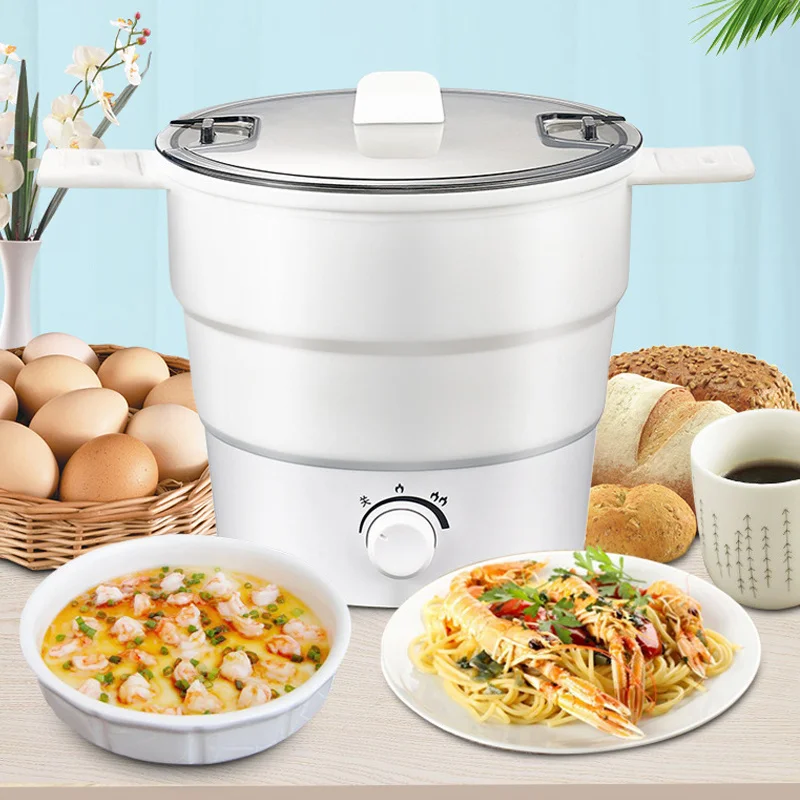

Foldable Electric Skillet Mini Multifunction Cooker Heated Food Container Silicone Portable Hotpot Noodles Soup Heater Pot