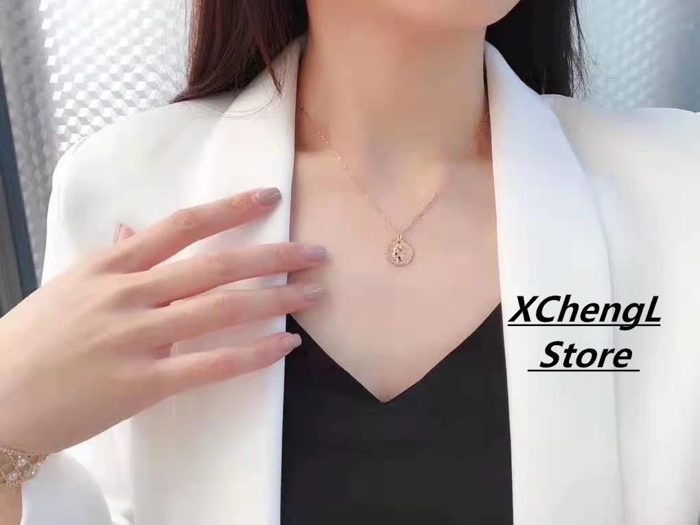 Новые модные покрытые настоящим золотом au750/18k королева монета ins стиль ожерелье