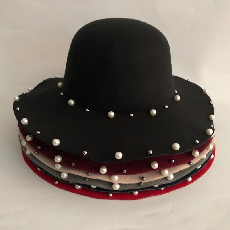 

Fashion New Winter Hats Solid Wool Blend Pear Fedoras For Women Girl Casual Spring Wool Artificial Jazz Caps Simple Top Hats