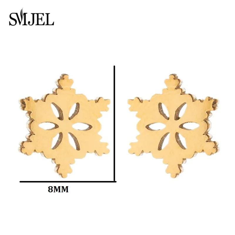 Серьги-гвоздики для женщин снежинка из нержавеющей стали 2021 | Украшения и