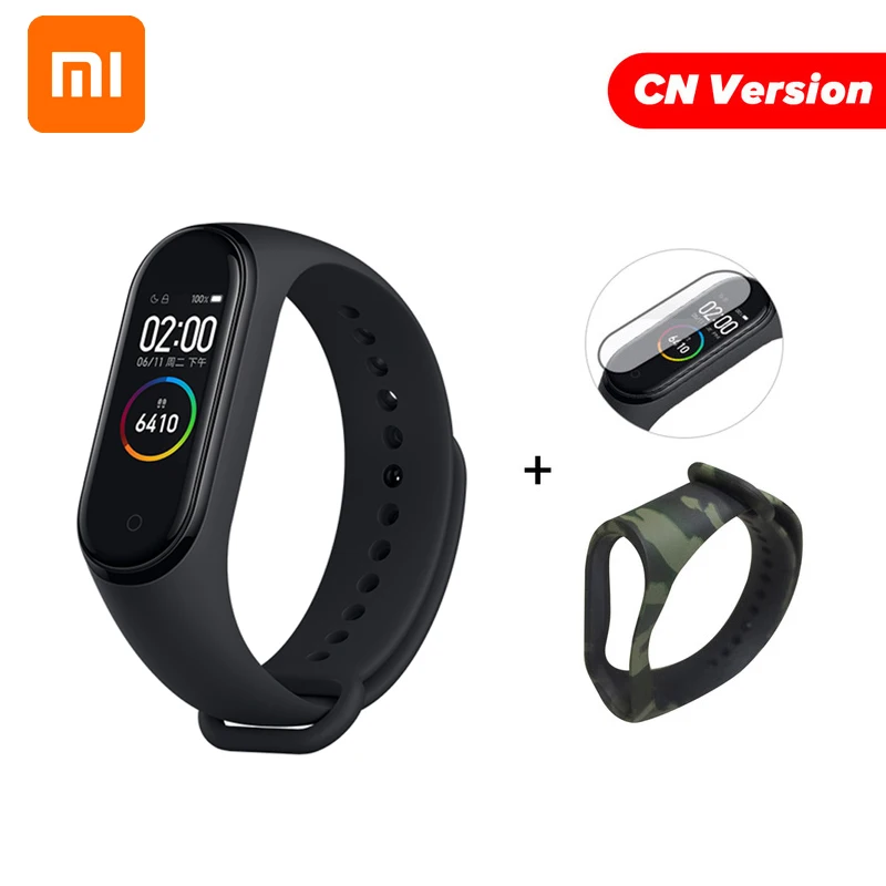 CN Cam Green N Film Xiaomi mi Band 4 глобальная версия цветной экран Смарт-Браслет фитнес-трекер mi Band 4 браслет Bluetooth водонепроницаемый для IOS/Android - Цвет: CN Cam Green N Film