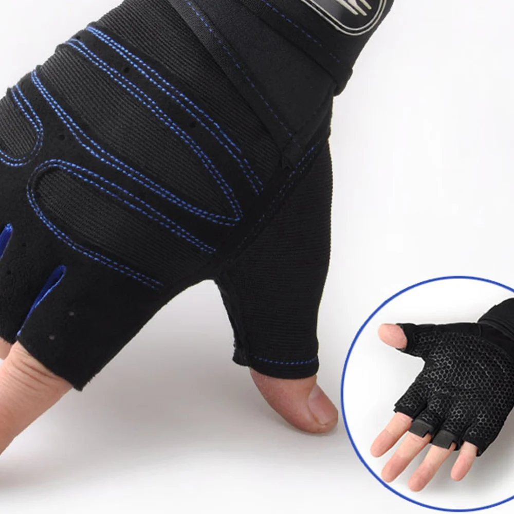

1 Pair Sports Half-finger Men Outdoor Riding Fitness Weight Lifting (Dark Blue, Size M)