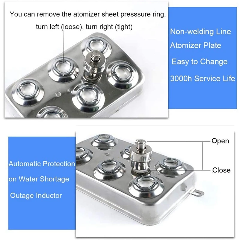 

Mist Maker Fogger, 6 Head Ultrasonic Mist Humidifier 304 Stainless Steel for Gardening and Pond Aquarium