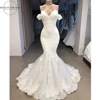 luxury beaded mermaid lace wedding dress sexy cap sleeve wedding gowns customized sweep train bridal dress robe de mariee