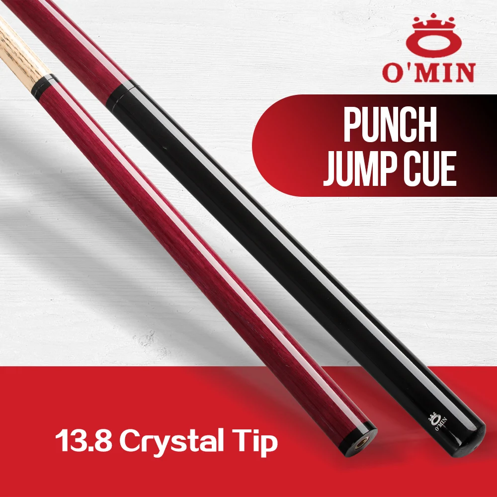 O'min 3 Pieces Break Punch & Jump Cue 13.8mm Tip Ash Shaft 8 Teeth Joint Purple Heart Wood Stick Professional Billiard Punch Kit