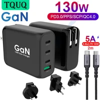 tquq 130w gan travel adapter usb c pd 100w pps 65w 45w qc3 0scp type c fast charger for macbook iphone samsung xiaomi laptop