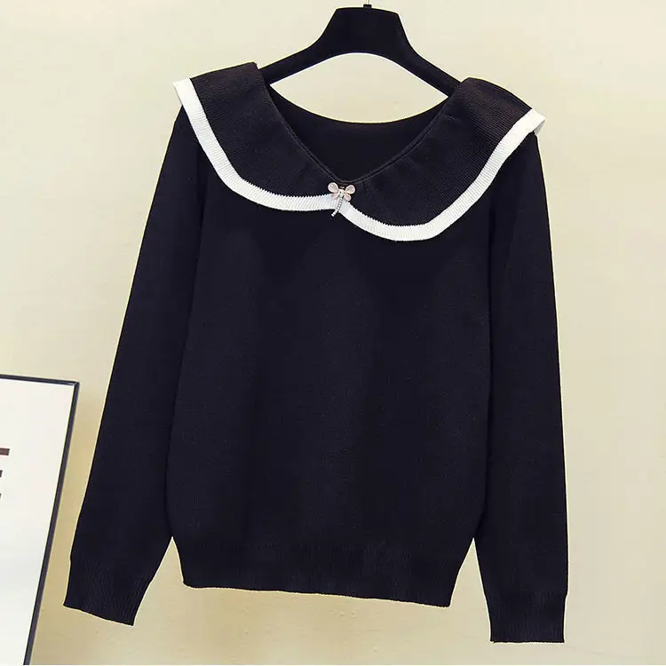 

Large Size Women's 2022 Winter New Foreign Air Agece Knit Bottoming Shirt Fat Sister Cover Belly Slime Sweater Tide