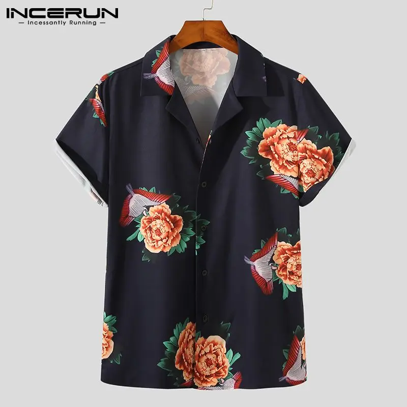 

Для мужчин Повседневная рубашка с цветочным принтом с лацканами короткий рукав для отдыха Гавайские рубашки 2021 уличная Кнопка Camisas Hombre S-3XL ...