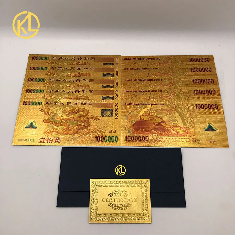 1989 Edition Chinese souvenir Gift Dargon 1000 yuan Gold Plastic Banknote for collection and New Year Gifts | Дом и сад
