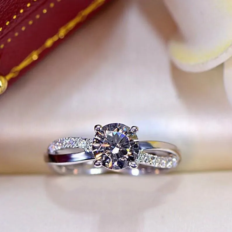 

Изысканное бесконечное женское кольцо JK, модное женское обручальное кольцо с 4 крапанами и круглым кристаллом циркония, ювелирные изделия, ...