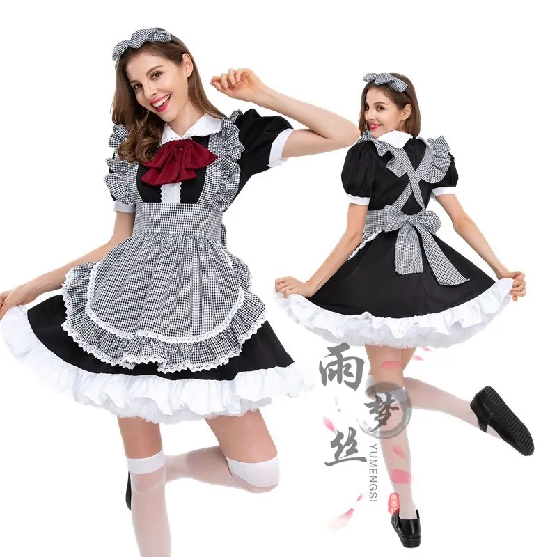 

2021 Black Cute Lolita Maid Costumes Girls Women Lovely Maid Cosplay Costume Animation Show Japanese Outfit Dress Clothes