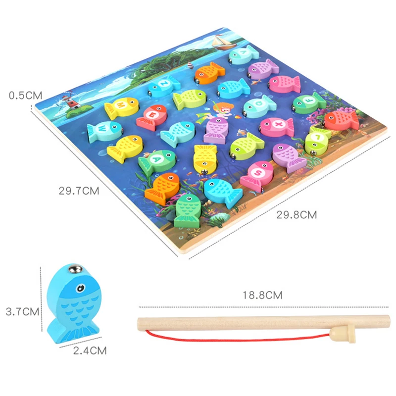 Дошкольные Деревянные игрушки Монтессори магнитная рыболовная игра Детский